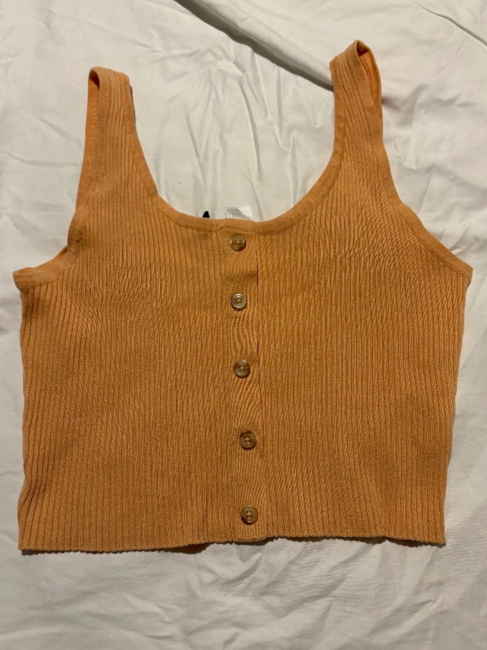 VTG 2005 H&M DIVIDED Peach Ribbed Cropped Knit Tank Top - Size M Y2K McBling